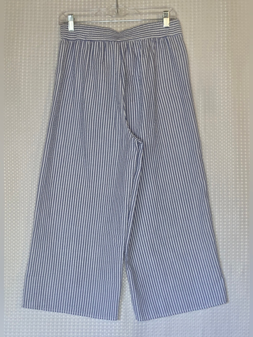 Dress Forum Coastal Wide Leg Crop Pants Blue Stripe Resort Style Small - Picture 8 of 8